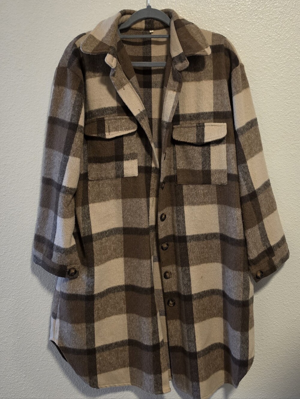 Plaid Long Coat Size L